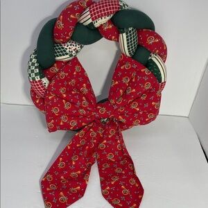 Christmas Red and Green Braided Fabric Wreath